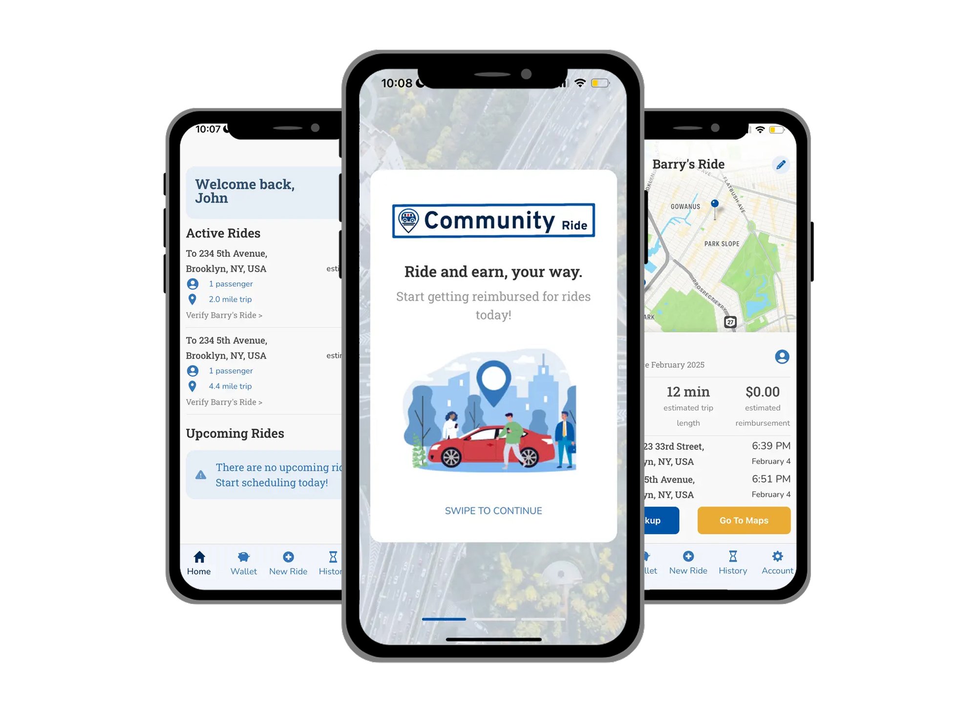 Community Ride - three phone banner image - White background